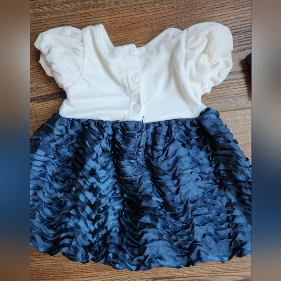 Navy blue ruffle and sparkling white baby dress size 3-6 months by Nauvette Baby - Picture 2 of 6